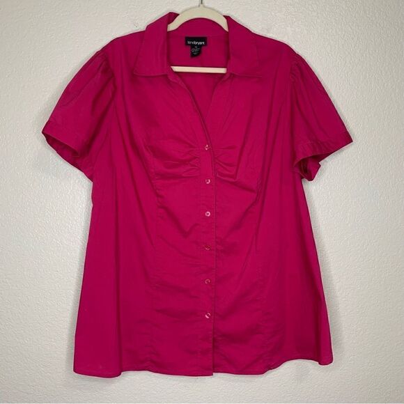 Lane Bryant Tops - Lane Bryant Pink Short Sleeves Button Down Shirt, Size 22